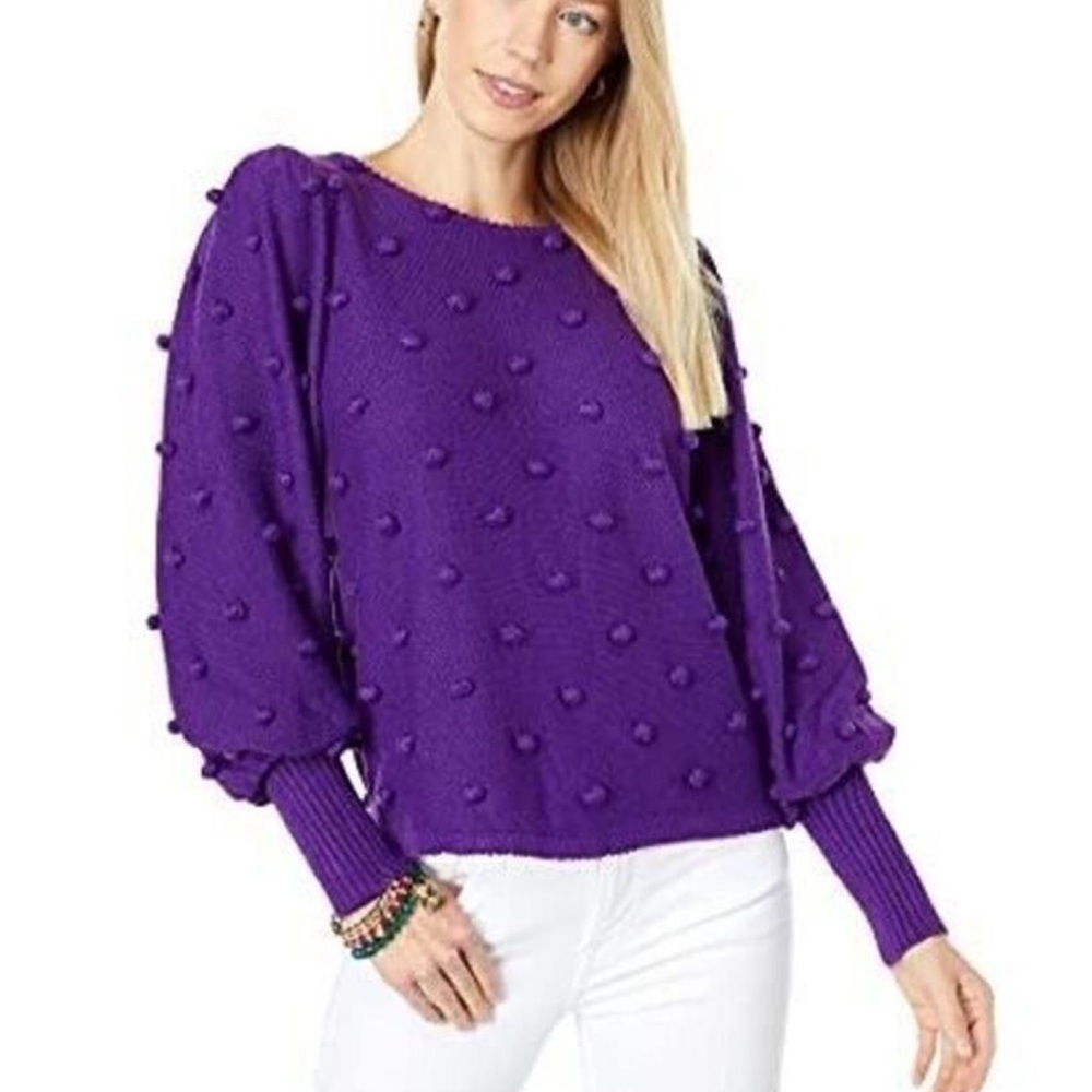 Lilly Pulitzer Kippa Purple Pom Pom Sweater